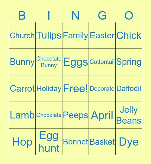 Technical Services Easter Bingo Card