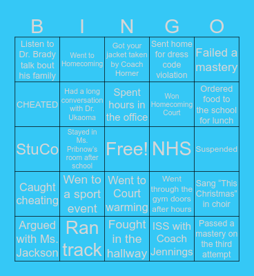 UAHS BINGO Card