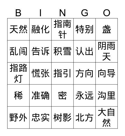 要是你在外面迷了路 Bingo Card