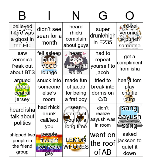 LEMON WHORES BINGO Card