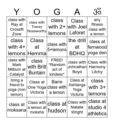 #BTSchallange  #sweatylemons #lululojo #vicsweaty  Bingo Card