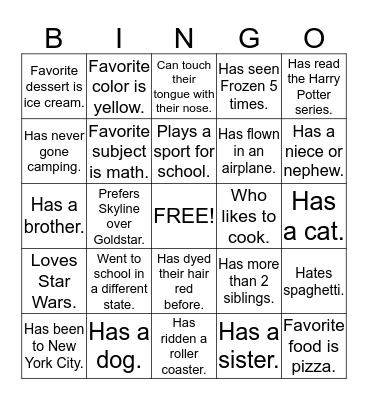 HUMAN BINGO Card