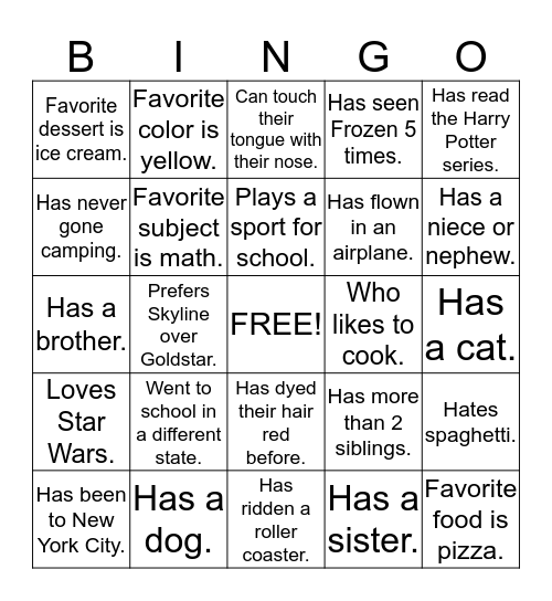 HUMAN BINGO Card