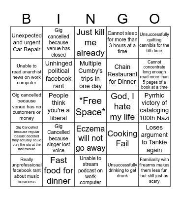 Ian's Life Bingo Card