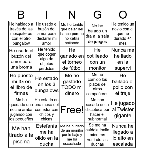 Bingo: Valverde Edition 1 Bingo Card