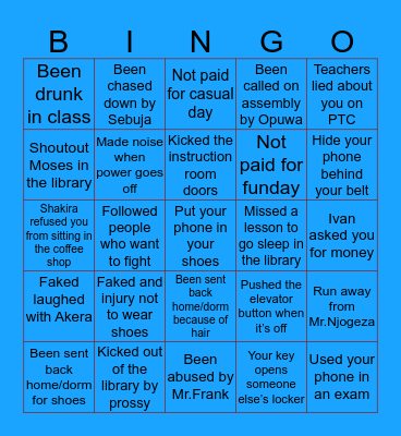 K A B O J J A Bingo Card