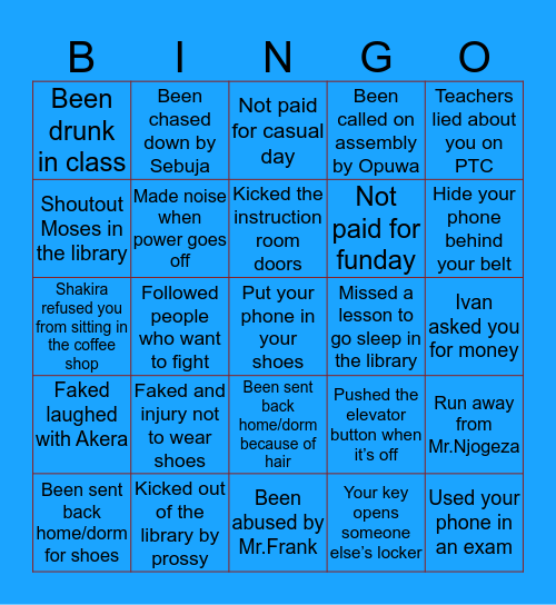 K A B O J J A Bingo Card