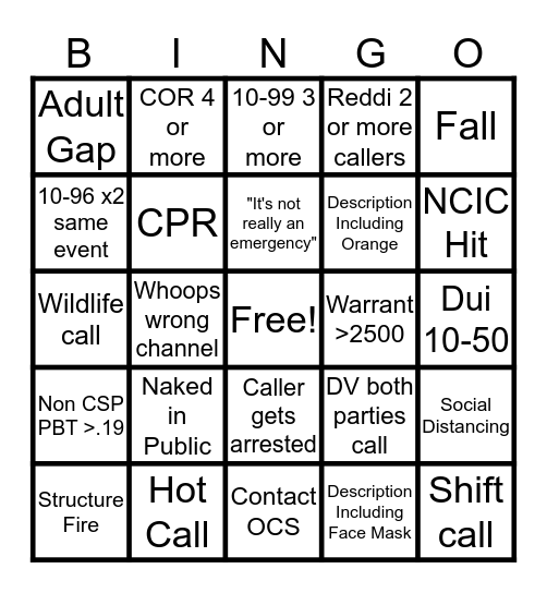 4/12- 4/18 Bingo Card