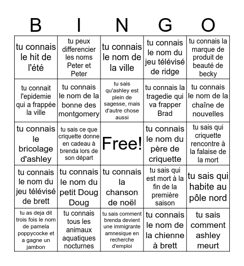 Bingo de Langlois Bingo Card