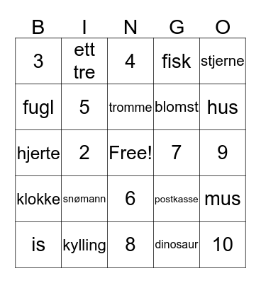 Påskebingo Card