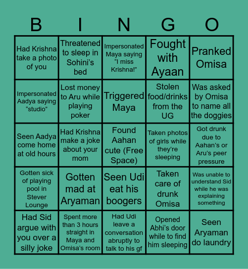 Fairfax 9 Bingo! Bingo Card