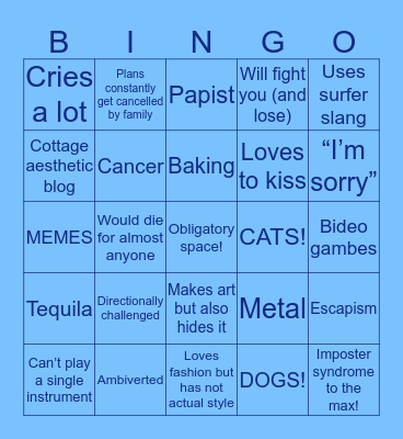 Cookie/Val Bingo Card