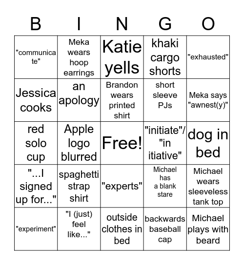 MAFS DC Bingo Card