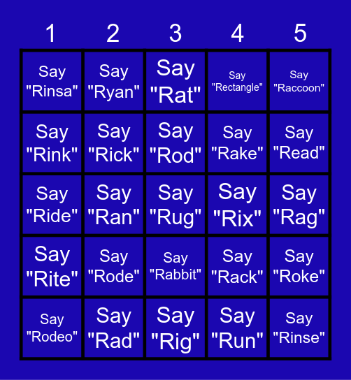 Jeobingo Pronounce R Bingo Card