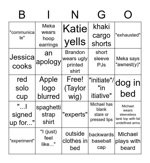 MAFS DC Bingo Card