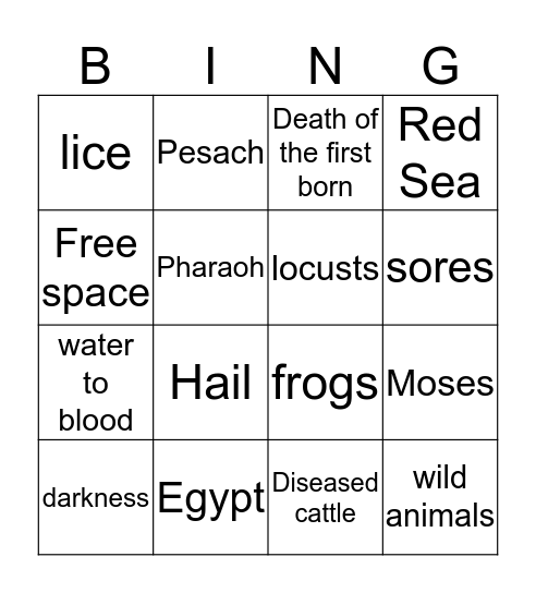 10 Plagues Bingo Card