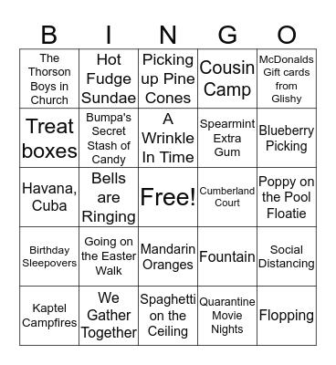 Family Lingo Bingo Card