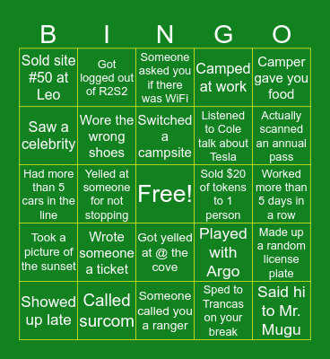 CA STATE PARKS Bingo Card
