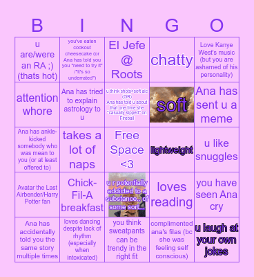 Ana Bingo Card