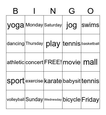 Busy People Bingo Card