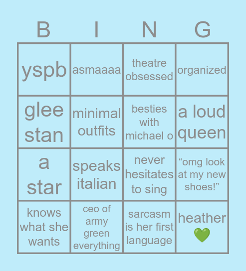 lauren’s bingo Card