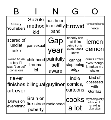 nobody is going to fill this out bingo Card