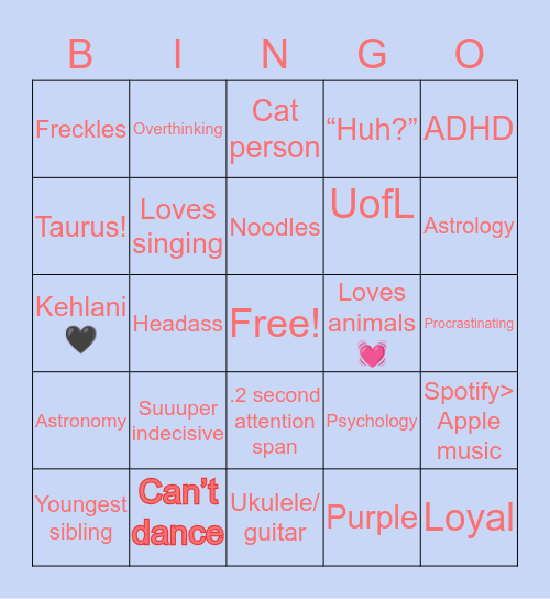 Lily Bingo Card