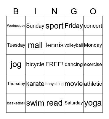 Busy People Bingo Card