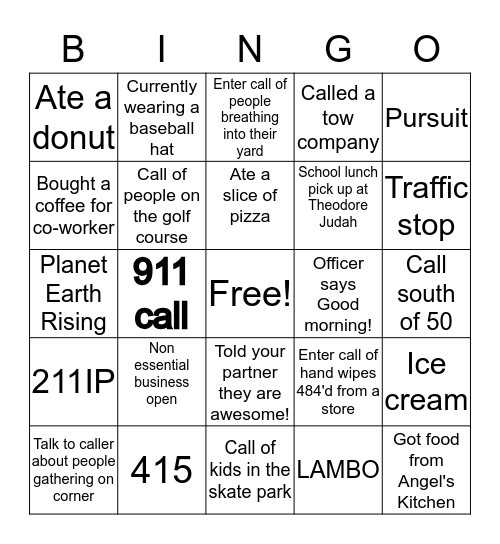 Dispatcher Week Bingo Card