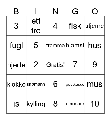 Påskebingo Card
