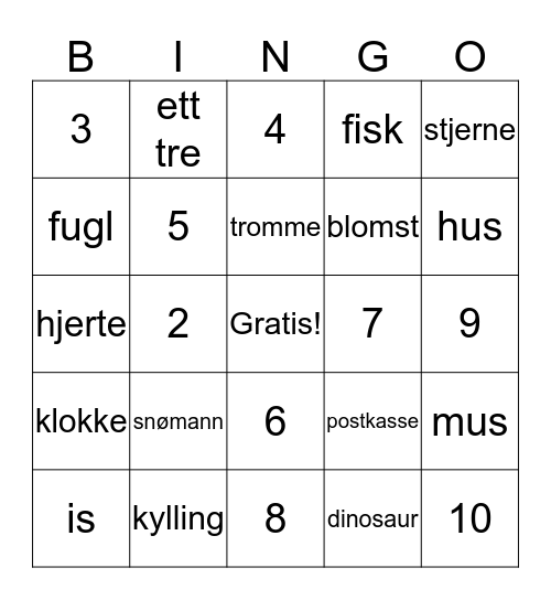 Påskebingo Card