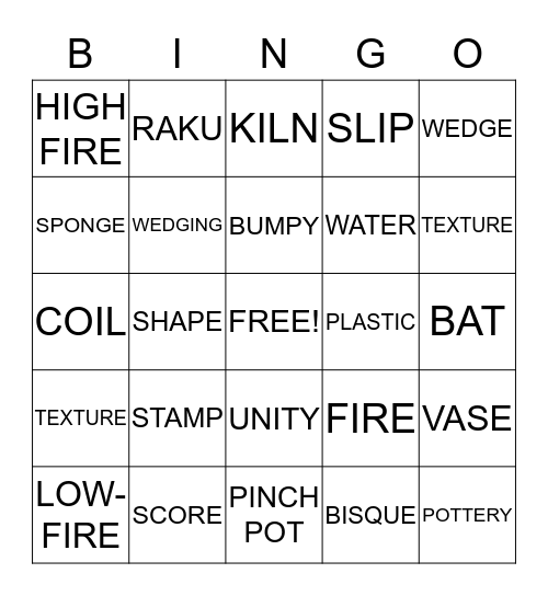 CERAMIC TERMS Bingo Card