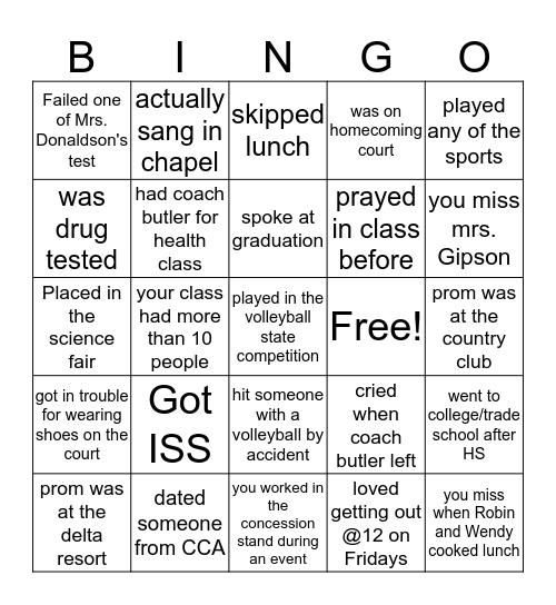 CCA Bingo Card