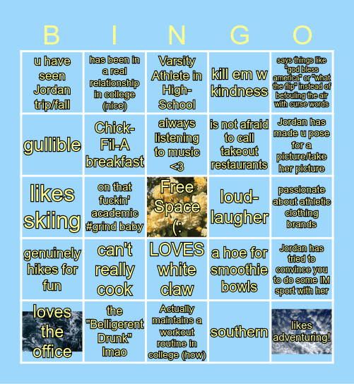 Jordan Bingo Card