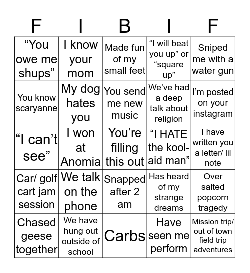 Is you tight with THE Elizabeth Bingo Card