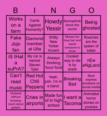 Samir Bingo Card
