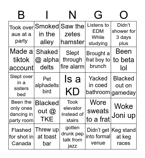 PC ‘19 kappa shmelta Bingo Card