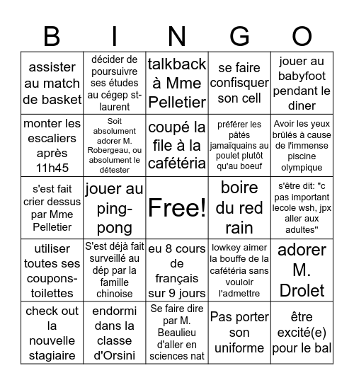 Saint-Henri Bingo Card