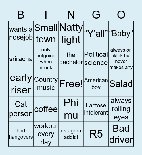 Ally’s Bingo Card
