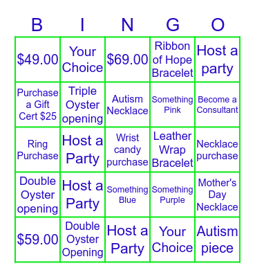 Pearls For A Purpose Bingo Card