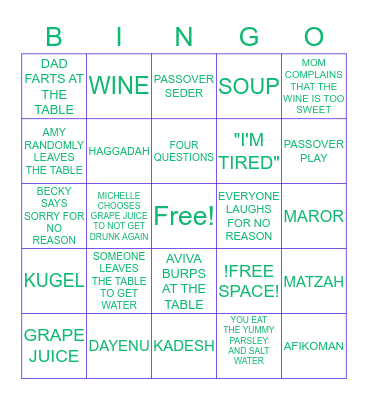 PASSOVER BINGO Card