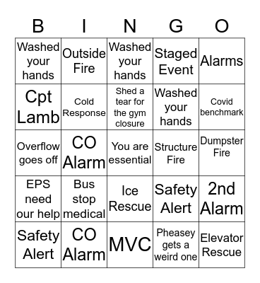 COVID-19 BINGO Card