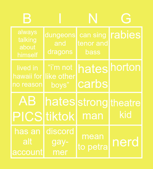 zeb bingo Card