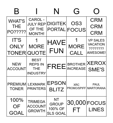 NT/DIGITEK BINGO Card