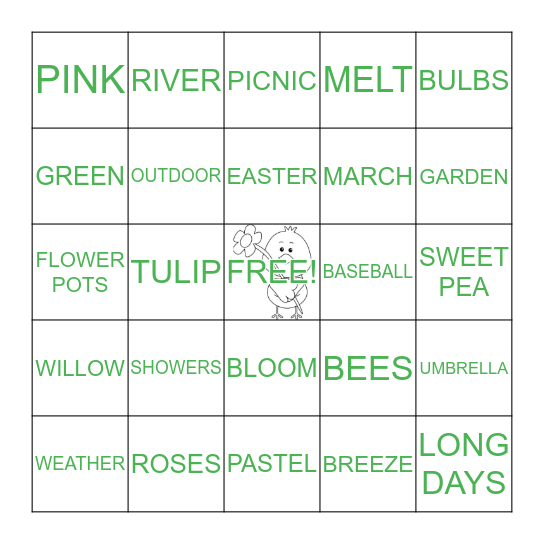 SIGNS OF SPRING Bingo Card