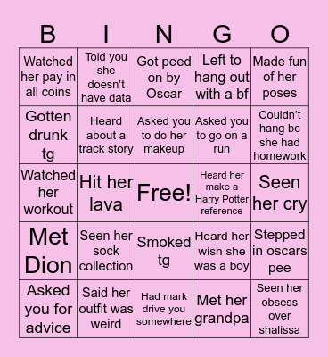 Julia’s Bingo Card