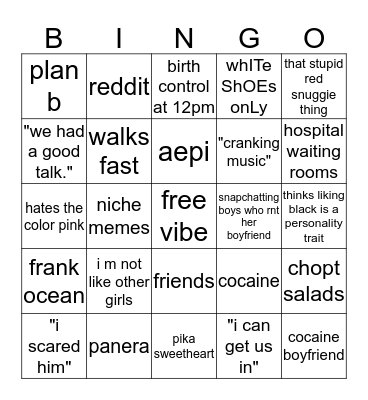 maddie bingo Card