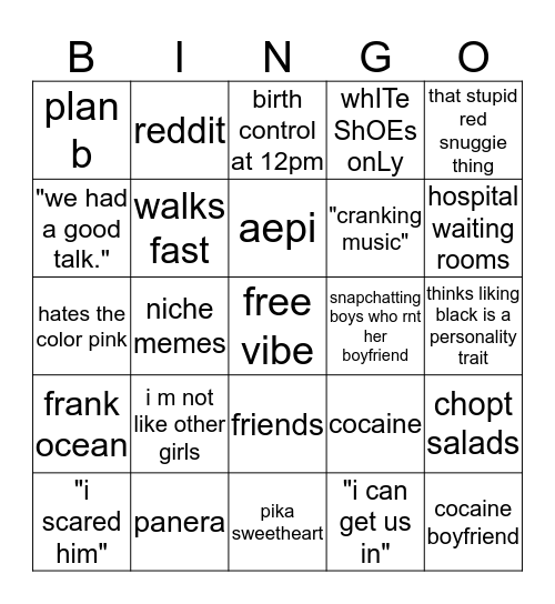 maddie bingo Card