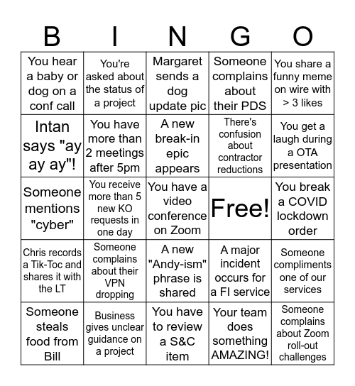 FI LT BINGO BANANZA!! Bingo Card
