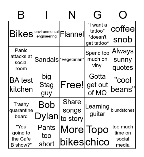 It's Ian Bingo Card